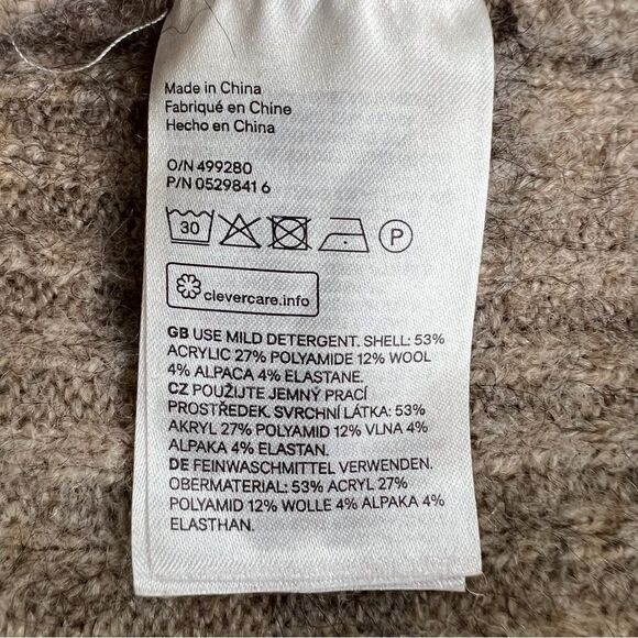 Neutral Tan Wool Alpaca Blend Split Seam Sweater XS - Picture 10 of 10